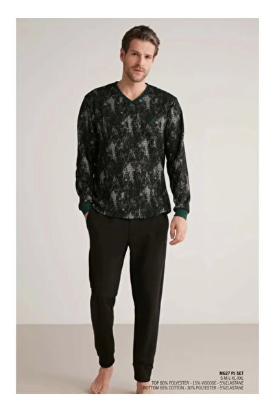 Kocabey M627 Men's Long Sleeve V-Neck Pajama Set