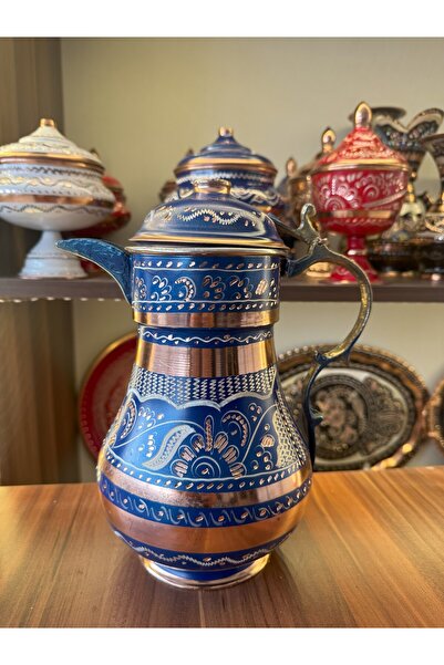 Home Erzincan El Yapımı İşlemeli Kalaylı Kapaklı Kalın Bakır Sürahi