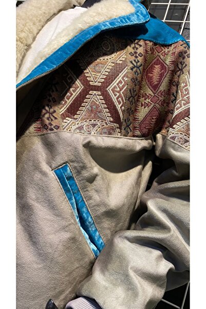 Aztek vintage kürklü oversize mont