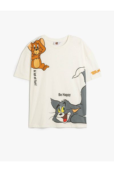 Koton Tom a Jerry licencované oversize tričko s potištěnými rukávy