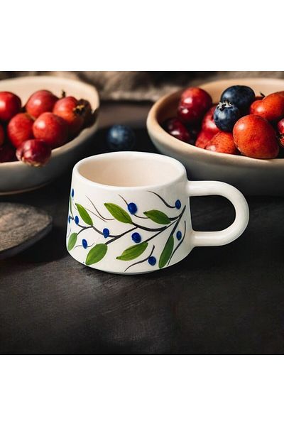 İlbay Çini Takı Ceramic Hand Embroidered Spring Branch Mug