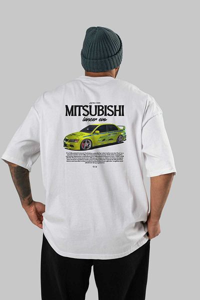 Ankhises Mitsubishi Lancer Evo 3 White Oversize T-Shirt and Cotton Lapel for Men and Women