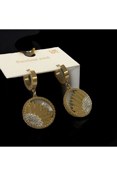 Çelik Gold Compatible Sunflower Earrings