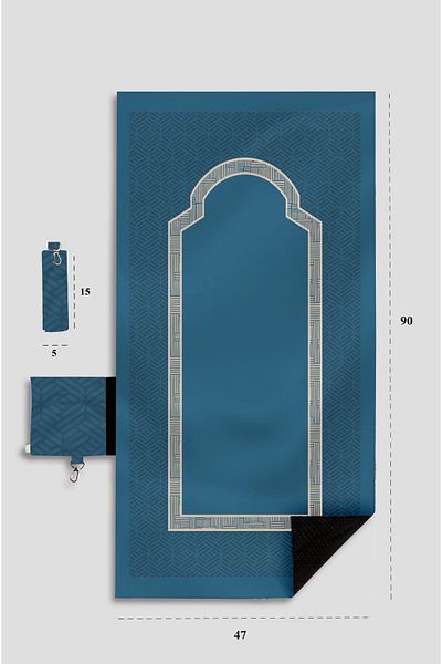 ENA Blue Colored Portable Prayer Rug Mat