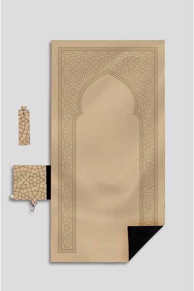 ENA Portable Prayer Rug Mat Beige Color