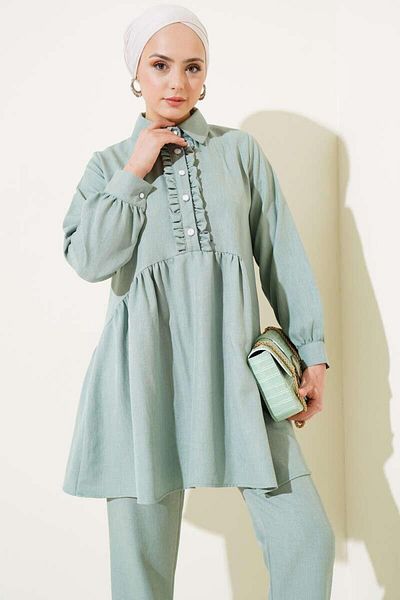 modasindoma Women's Ruffled Collar Double Set