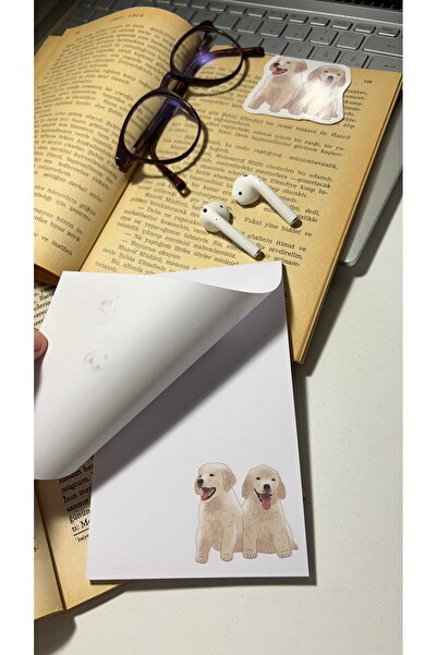 Handeto Kraft Friend Themed Dog Pattern Notepad - A6 Notebook, Check Pluck Notebook, Glue Notepad, Unlined Notebook