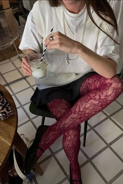 Zess store Romantic Pantyhose Y2K Socks Zess Lace