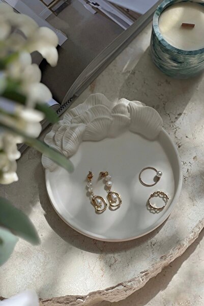 Mandalin Art Studio Mussel Shell Decorative Concrete Tray