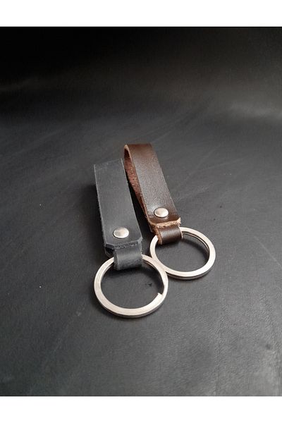 BSN Store 2 Pieces Genuine Leather Key Chain Black/Brown