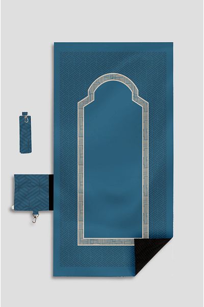 ENA Blue Colored Portable Prayer Rug Mat