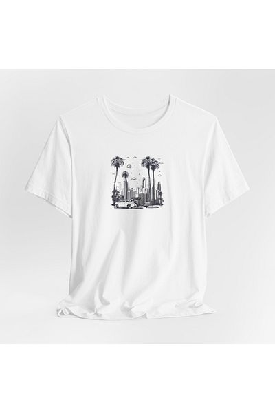 IVART Μπλουζάκι Unisex Los Angeles - Μαύρο και άσπρο, 100% βαμβάκι, λαιμόκοψη, κοντό μανίκι