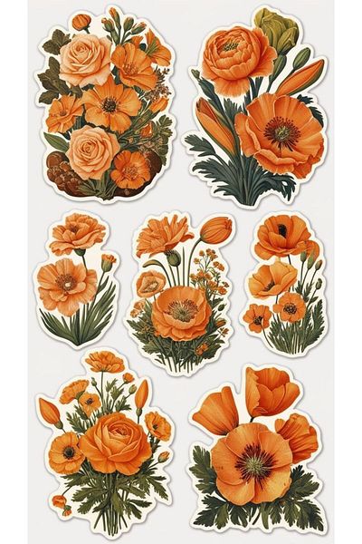 Major Selection Vintage Floral Retro Agenda Sticker - Αδιάβροχο Ετικέτα