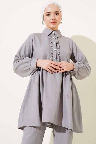 modasindoma Women's Ruffled Collar Double Set