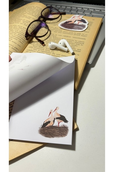 Handeto Kraft لوحة ملاحظات بتصميم اللقلق، دفتر ملاحظات قابل للسحب، لوحة ملاحظات لاصقة، A6، دفتر ملاحظات غير مبطن، لوحة ملاحظات لاصقة