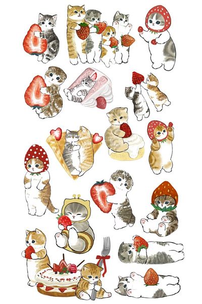 Major Selection Strawberry Cat Strawberry Cat Tablet Τηλέφωνο Laptop Agenda Bullet Journal Αυτοκόλλητο - Αδιάβροχο αυτοκόλλητο