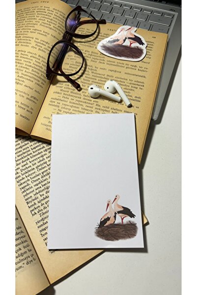 Handeto Kraft لوحة ملاحظات بتصميم اللقلق، دفتر ملاحظات قابل للسحب، لوحة ملاحظات لاصقة، A6، دفتر ملاحظات غير مبطن، لوحة ملاحظات لاصقة