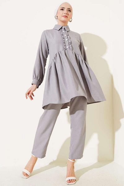 modasindoma Women's Ruffled Collar Double Set