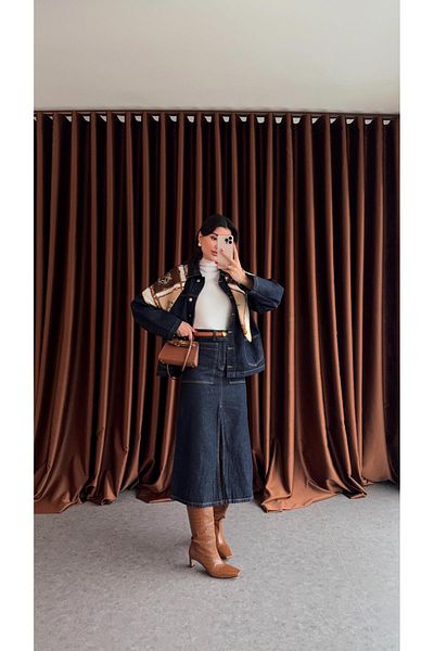 HAZELANNA Long Denim Skirt