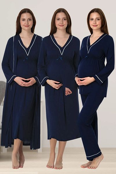 by İGP Hamile Maternity Morning Pajamas Nightgown Set Set of 4