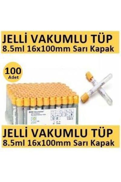 Genel Markalar 100 Adet Kan Alma Tüpü, Vakumlu Jelli, Sarı Kapak 8.5ml 16x100mm, Bd Vacutainer SST 2 Advance Plus