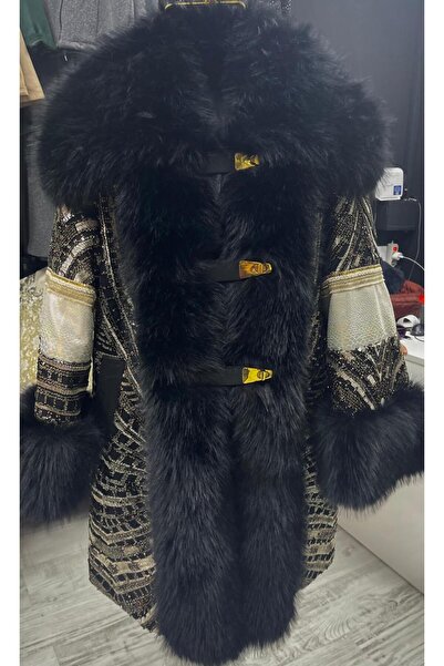 LÜKSERA Lüksera Kadın İthal Kürk - Pul Detaylı, Payet Nakışlı, Görkemli ve Şı...