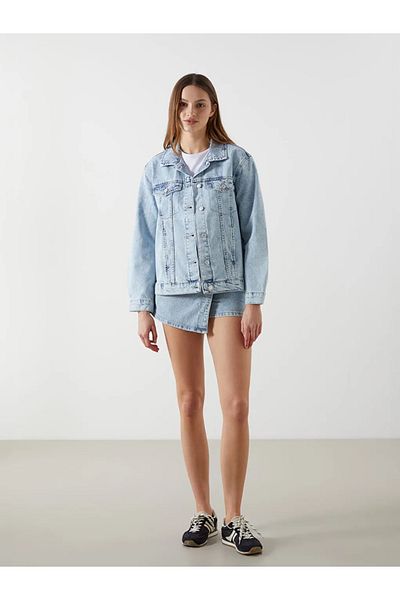 LC Waikiki Jachetă de jeans pentru femei LCW Vision cu guler de cămașă