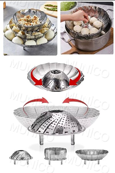 Munico Pişirme için Buhar Rafı Buharlı Sepet Gıda Katlanabilir Sebze Buharlı ...