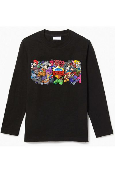 Efendioğlu Design Long-Sleeved Brawl Stars Characters Boxing Children's Long-Sleeved Cotton Single Jersey T-Shirt