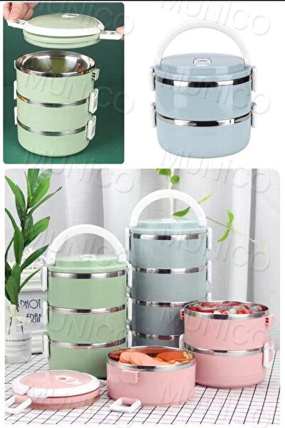 Munico 2 Katlı Paslanmaz Çelik Yalıtımlı Öğle Yemeği Kutusu İstiflenebilir Gı...