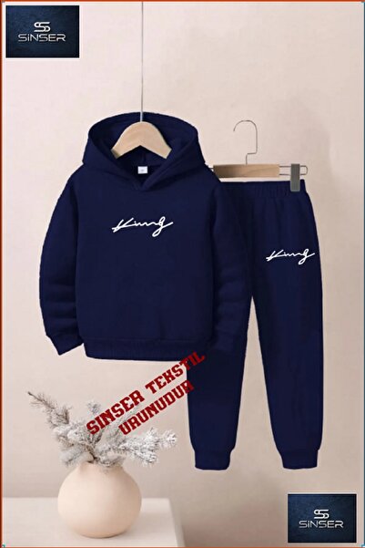 SS SİNSER Kapşonlu Çocuk “IMZA KING” Baskılı Eşofman Takımı