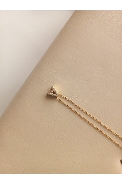 Tişt Accessory KARARMAZ ÇELİK ZİRKON TAŞLI MİNİMAL KADIN A HARFLİ ÇELİK KOLYE