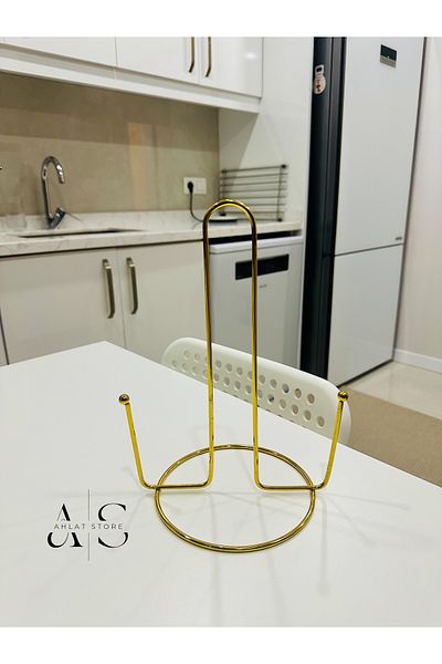 Ahlat Store Gold Plated Paper Towel Holder, Napkin Holder, Metal and Bead Model Towel Holder