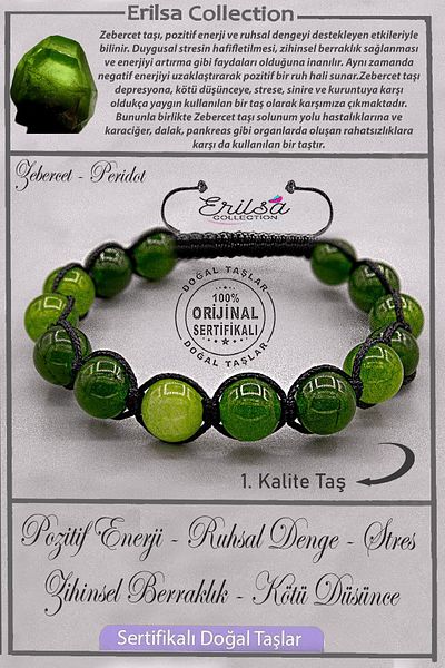 Erilsa Certified Aaa+ Quality Real Zebercet Stone Bracelet - Peridot