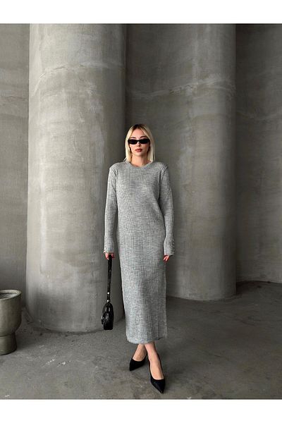 Jeevee Beyoğlu Stone Sleeve Long Knitwear Dress