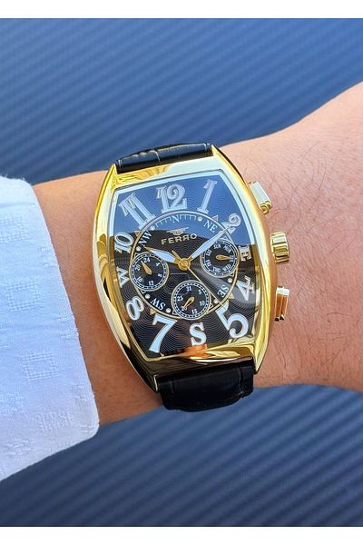 FERRO Asw123-I1877Fr Leather Band Men's Wrist Watch