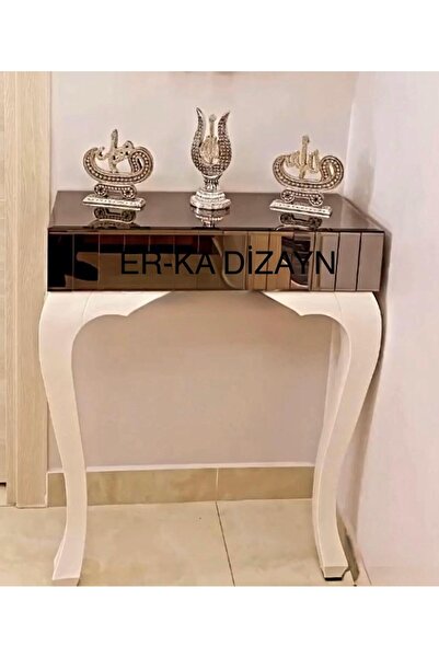 ER-KA DİZAYN 80 cm ayna Ultra Lüks Dresuar Hol-Antre çekmeceli *BRONZ ayna*  ...