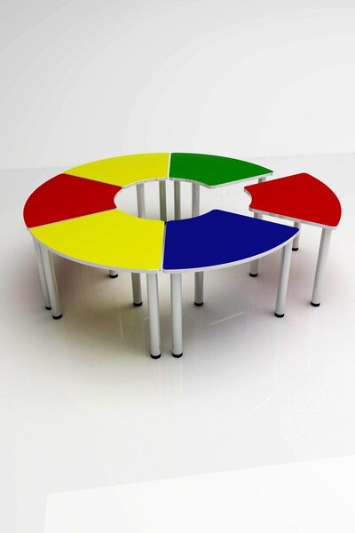 3G TASARIM Anaokulu 6 Parça Yuvarlak Etkinlik masası