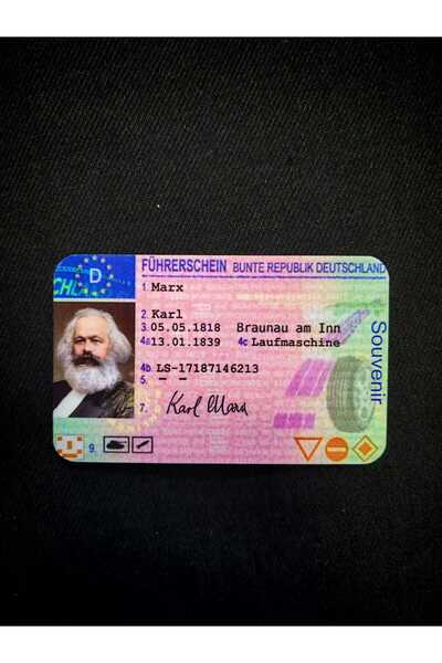 DÜKKAN DESİGN Dükkan Design Karl Marx Parodi Ehliyet/Kimlik Kartı (Hediye ve ...