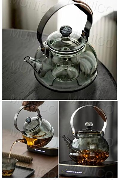 Munico 1100 Ml Isıya Dayanıklı Cam Çaydanlık Temizle Japaness Tarzı Çaydanlık...