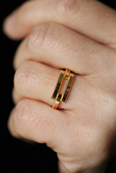 Yenigün Kuyumculuk 14 Ayar Altın Ajda Desenli İkili Kaburga Yüzük