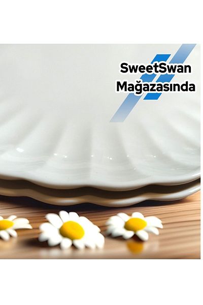 Kütahya Porselen Bone Luz 6 Pieces 21 cm - Cake Dessert Presentation Plate Product with Logo