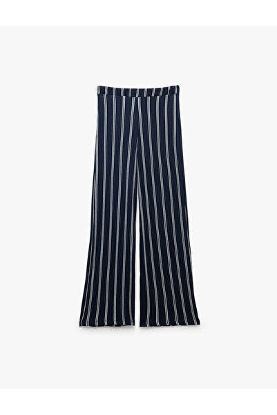 Koton Çizgili Beli Lastikli Geniş Paça Pantolon Bürümcük