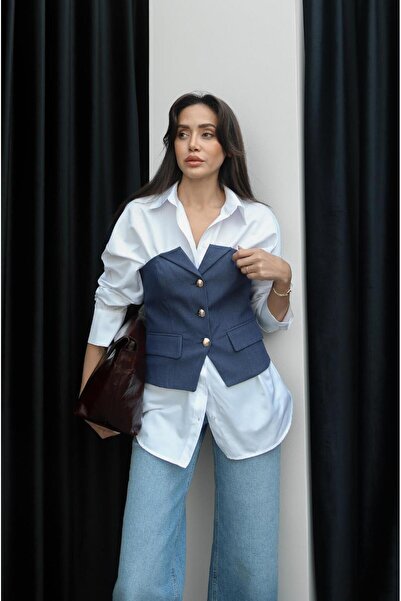 Havoş Indigo Strapless Buttoned Vest