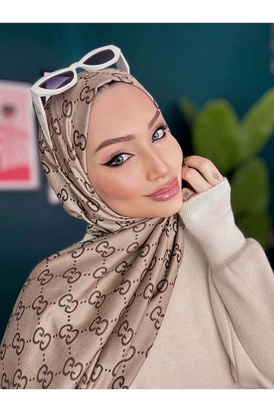 VaVscarfs Silk Kaşmar Cafe Pattern Double Sided Shawl