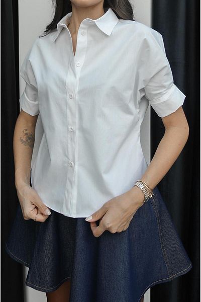 Havoş White Sleeves Pearl Button Detail Shirt