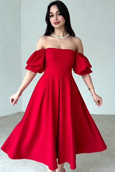 MissThetis Ön Arka U Yakalı Yarım Lastikli Balon Kol Fermuarlı Şık ve Cool Mi...