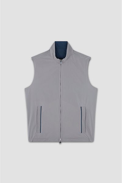 PAUL&SHARK Men's Double-Sided Wind-Resistant Waterproof Stand-Up Collar Sleeveless Gray Vest 25412614 -325
