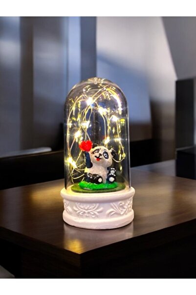 hediye arıları Led Işıklı Tasarım Kalp Tutan Pandalı Fanus