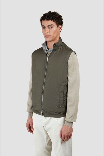 PAUL&SHARK Men's Double-Sided Wind-Resistant Waterproof Stand-Up Collar Sleeveless Green Vest 25412614 -326